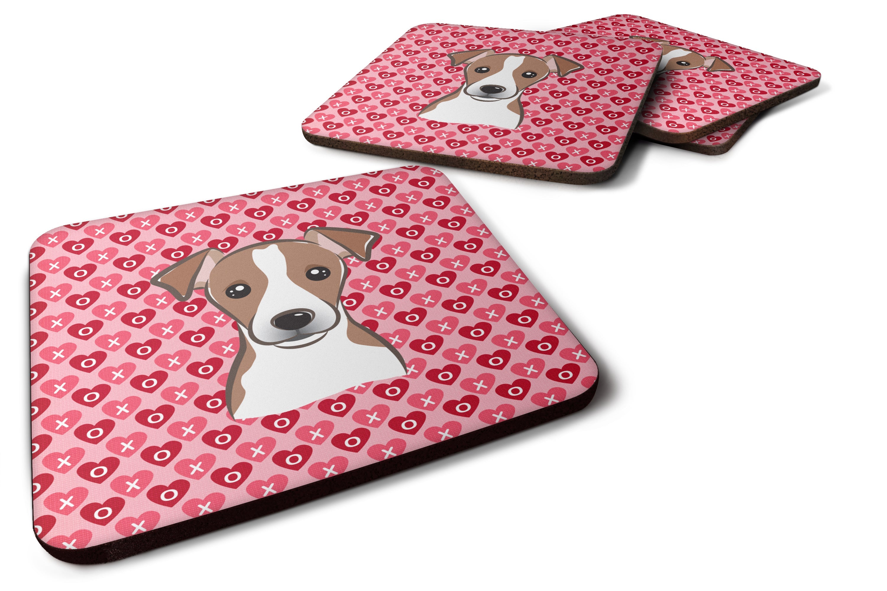 Jack Russell Terrier Foam Coasters Set of 4 Cup Coasters for Indoor Outdoor, Tabletop Protection, Anti Slip, Mouse pad Material