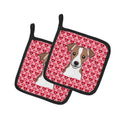 Jack Russell Terrier Pot Holder Set of 2 Heat Resistant Quilted Hot Pads 7.5 x 7.5 Inch, Insulated Kitchen Trivets for Cooking & Baking