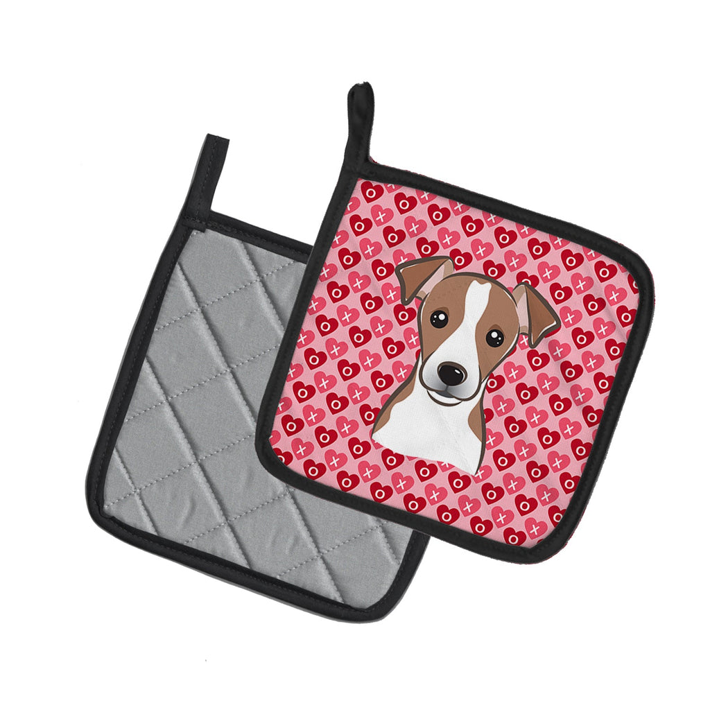 Jack Russell Terrier Pot Holder Set of 2 Heat Resistant Quilted Hot Pads 7.5 x 7.5 Inch, Insulated Kitchen Trivets for Cooking & Baking