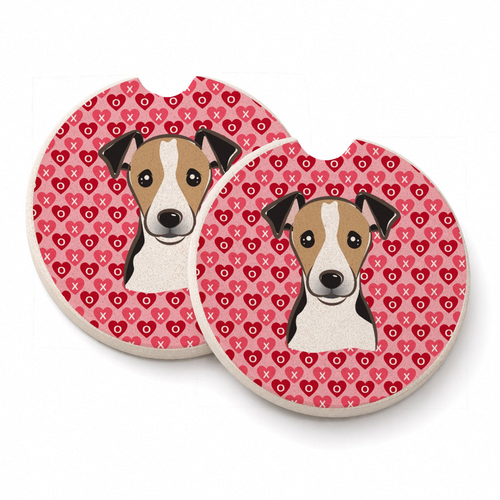 Jack Russell Terrier Set of 2 Cup Holder Car Coasters Absorbent Round Sandstone Coasters Gifts for Men or Women, 2.5, Multicolor