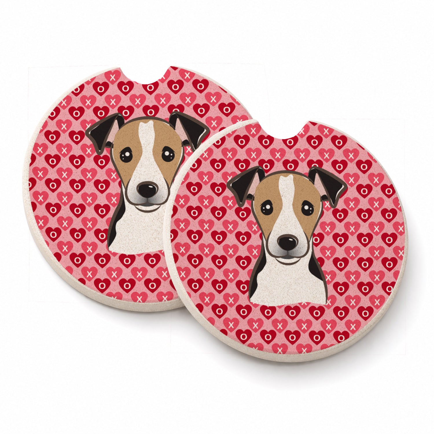 Jack Russell Terrier Set of 2 Cup Holder Car Coasters Absorbent Round Sandstone Coasters Gifts for Men or Women, 2.5, Multicolor