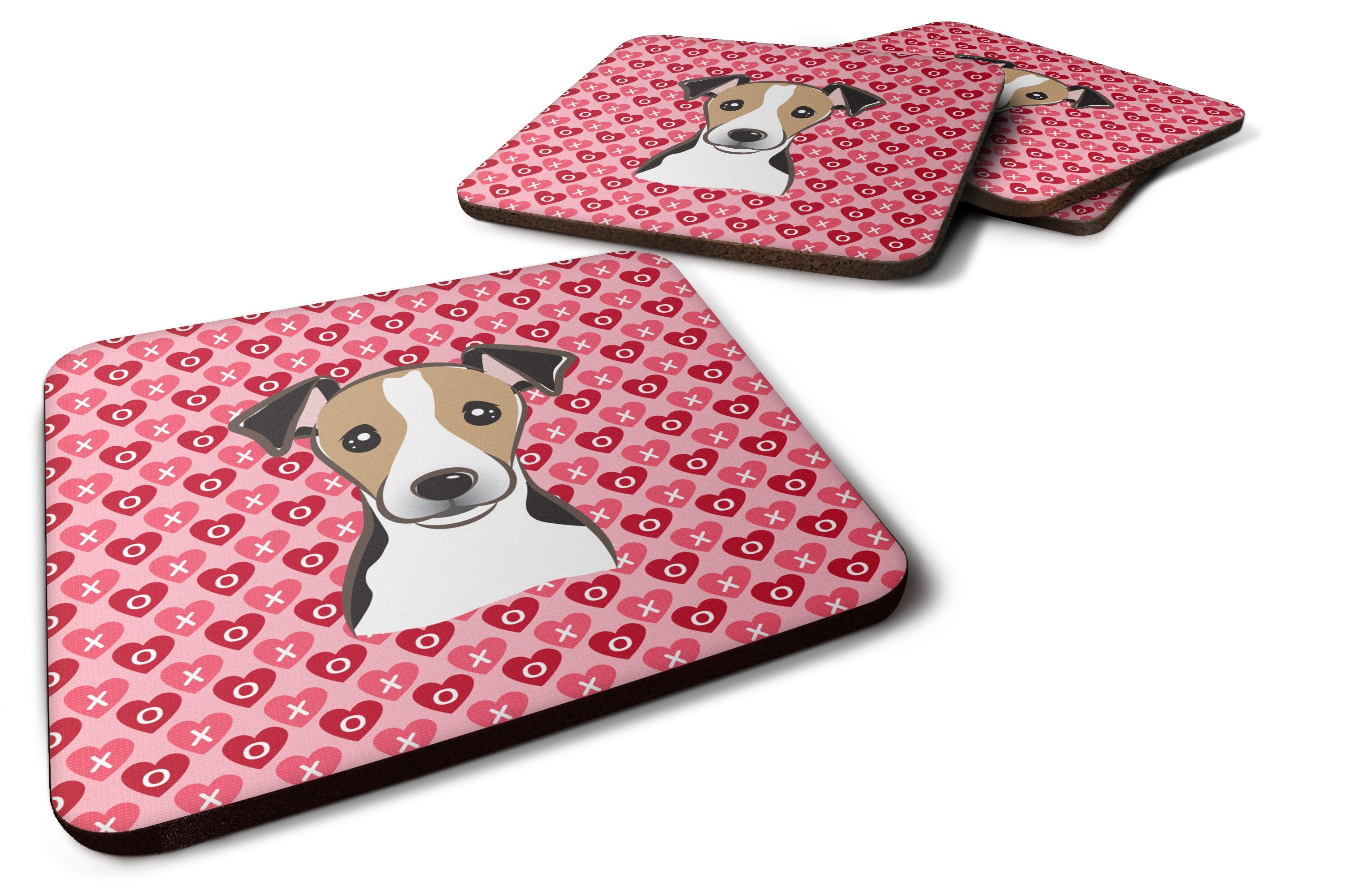 Jack Russell Terrier Foam Coasters Set of 4 Cup Coasters for Indoor Outdoor, Tabletop Protection, Anti Slip, Mouse pad Material