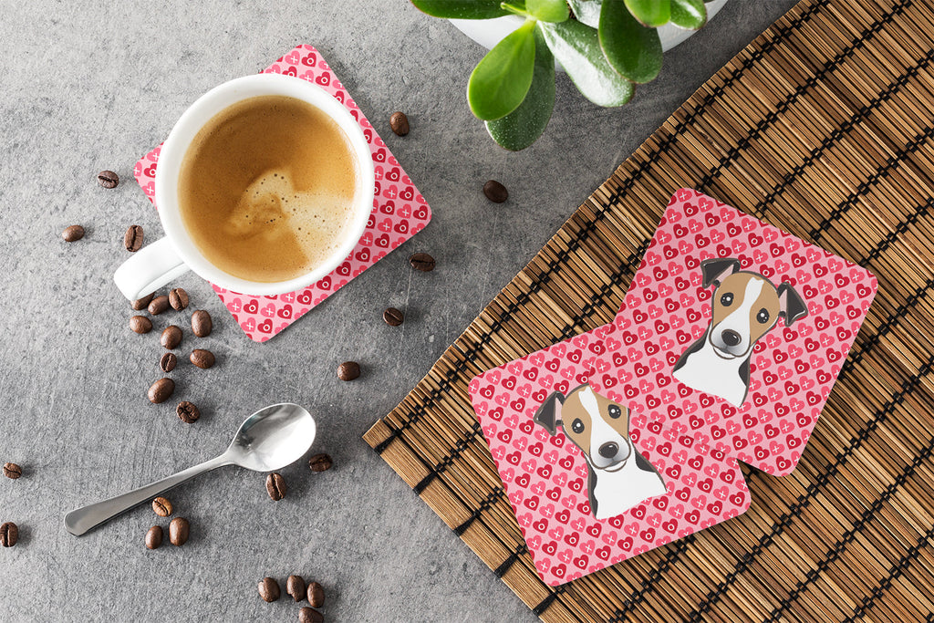 Jack Russell Terrier Foam Coasters Set of 4 Cup Coasters for Indoor Outdoor, Tabletop Protection, Anti Slip, Mouse pad Material
