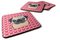 Fawn Pug Foam Coasters Set of 4 Cup Coasters for Indoor Outdoor, Tabletop Protection, Anti Slip, Mouse pad Material