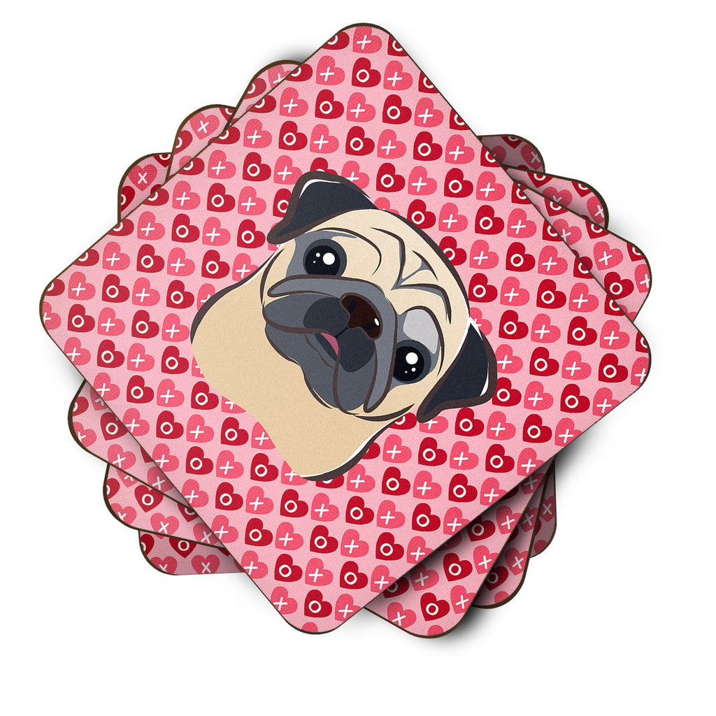 Fawn Pug Foam Coasters Set of 4 Cup Coasters for Indoor Outdoor, Tabletop Protection, Anti Slip, Mouse pad Material