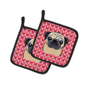 Fawn Pug Pot Holder Set of 2 Heat Resistant Quilted Hot Pads 7.5 x 7.5 Inch, Insulated Kitchen Trivets for Cooking & Baking