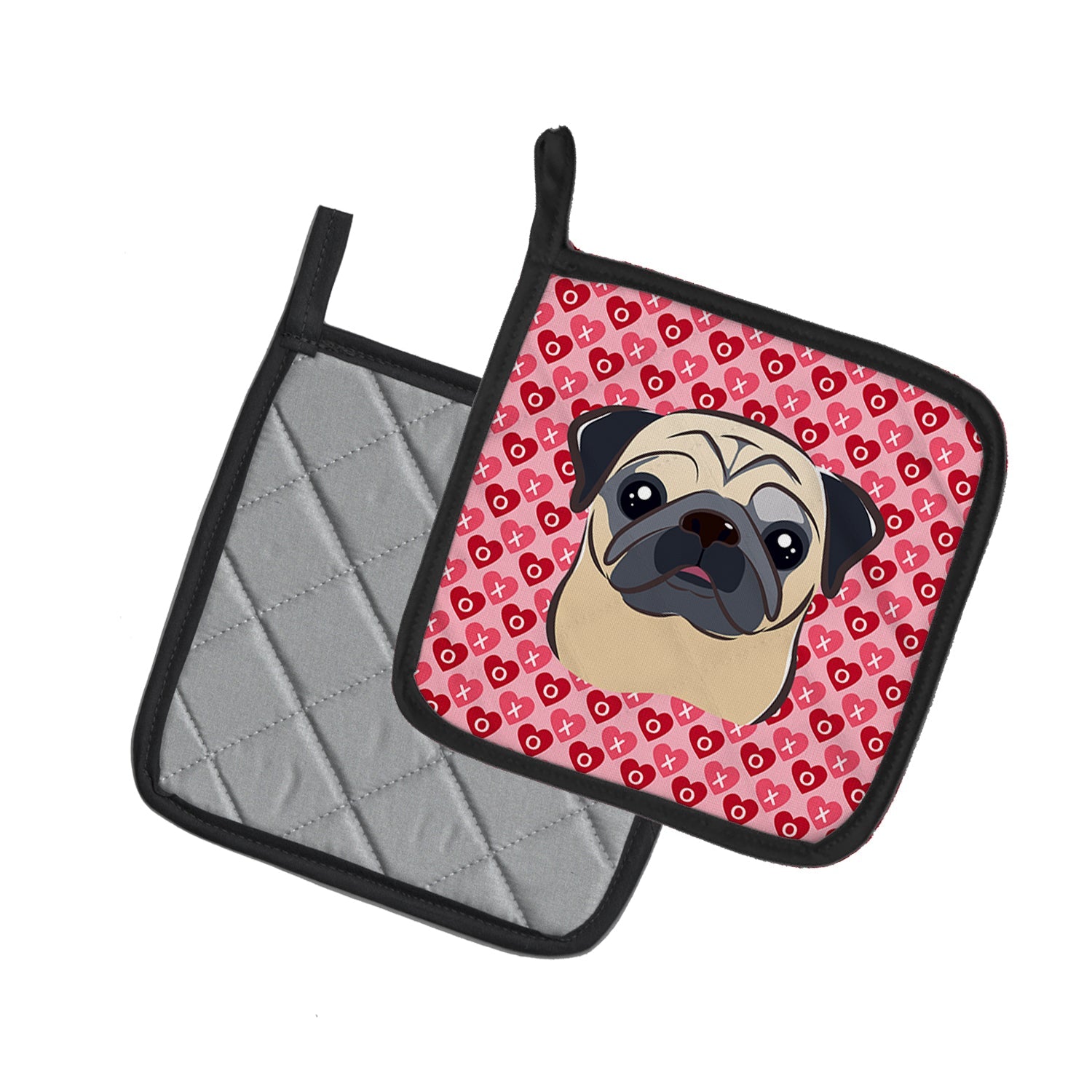 Fawn Pug Pot Holder Set of 2 Heat Resistant Quilted Hot Pads 7.5 x 7.5 Inch, Insulated Kitchen Trivets for Cooking & Baking