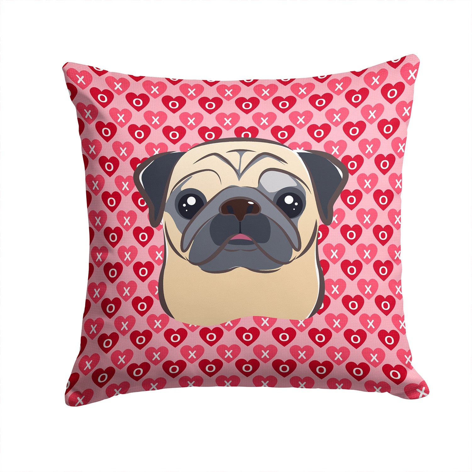 Fawn Pug Decorative Throw Pillow 14x14 Indoor Outdoor Accent Cushion, Fabric Cover with Insert for Sofa, Bed, Porch & Living Room