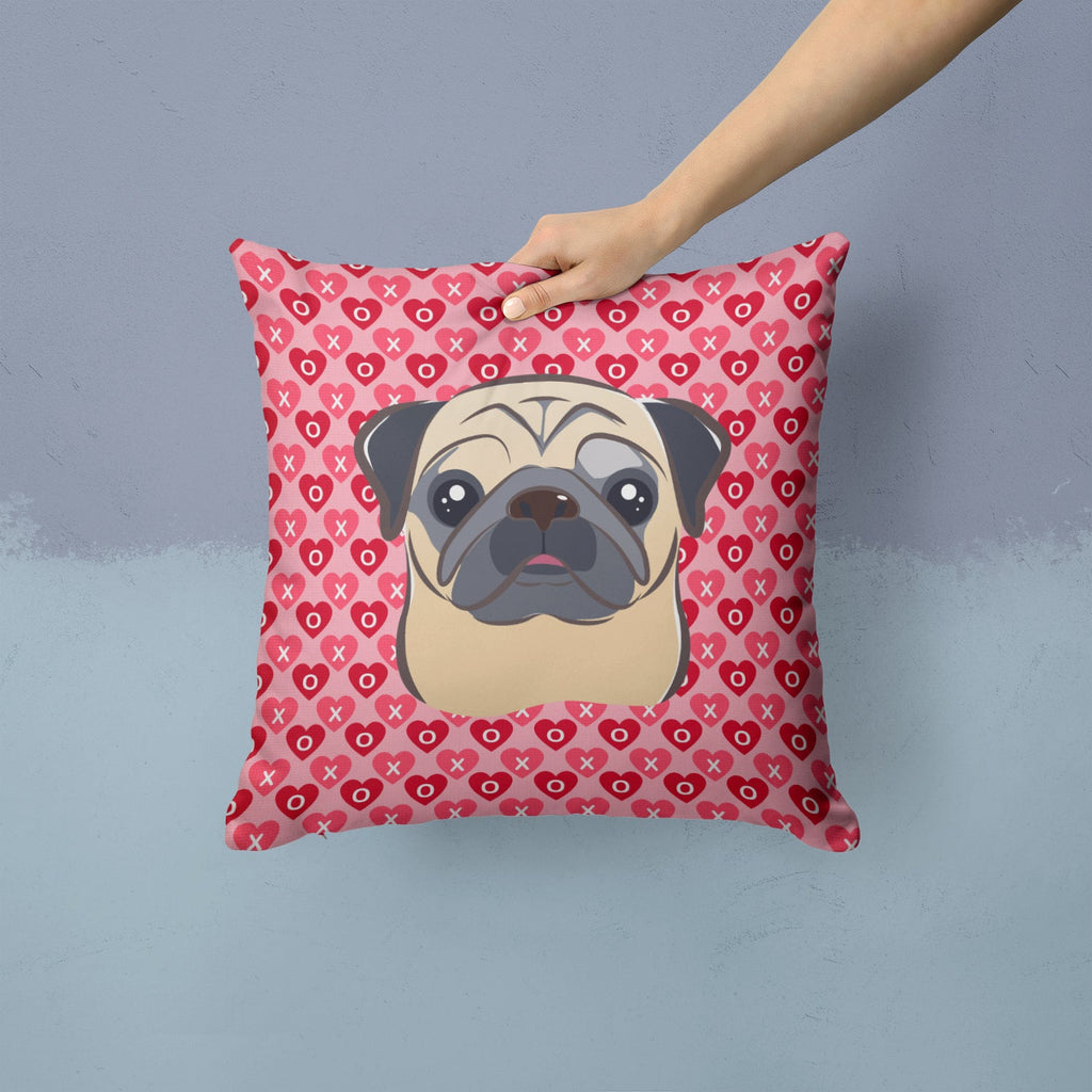 Fawn Pug Decorative Throw Pillow 14x14 Indoor Outdoor Accent Cushion, Fabric Cover with Insert for Sofa, Bed, Porch & Living Room