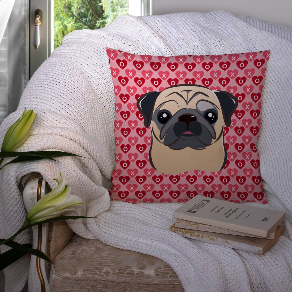 Fawn Pug Decorative Throw Pillow 14x14 Indoor Outdoor Accent Cushion, Fabric Cover with Insert for Sofa, Bed, Porch & Living Room