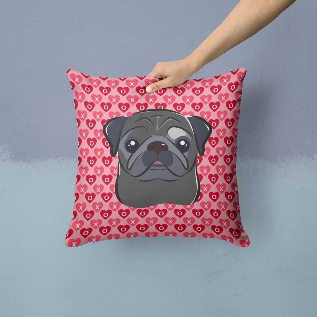Black Pug Decorative Throw Pillow 14x14 Indoor Outdoor Accent Cushion, Fabric Cover with Insert for Sofa, Bed, Porch & Living Room