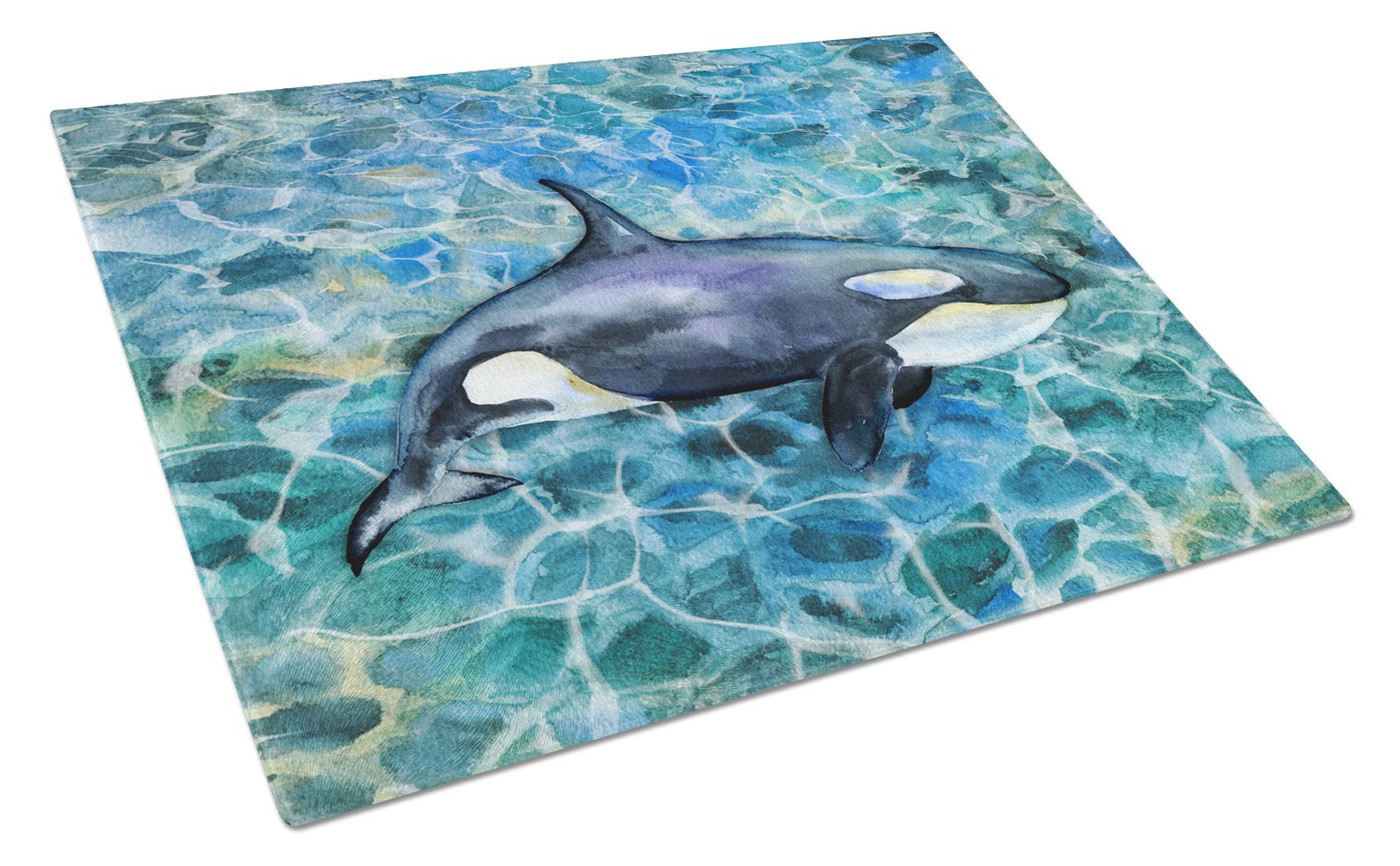 Killer Whale Orca Cutting Board Tempered Glass Kitchen Cutting Surface, Heat Resistant Chopping, Non-Slip Feet, Food Prep & Serving