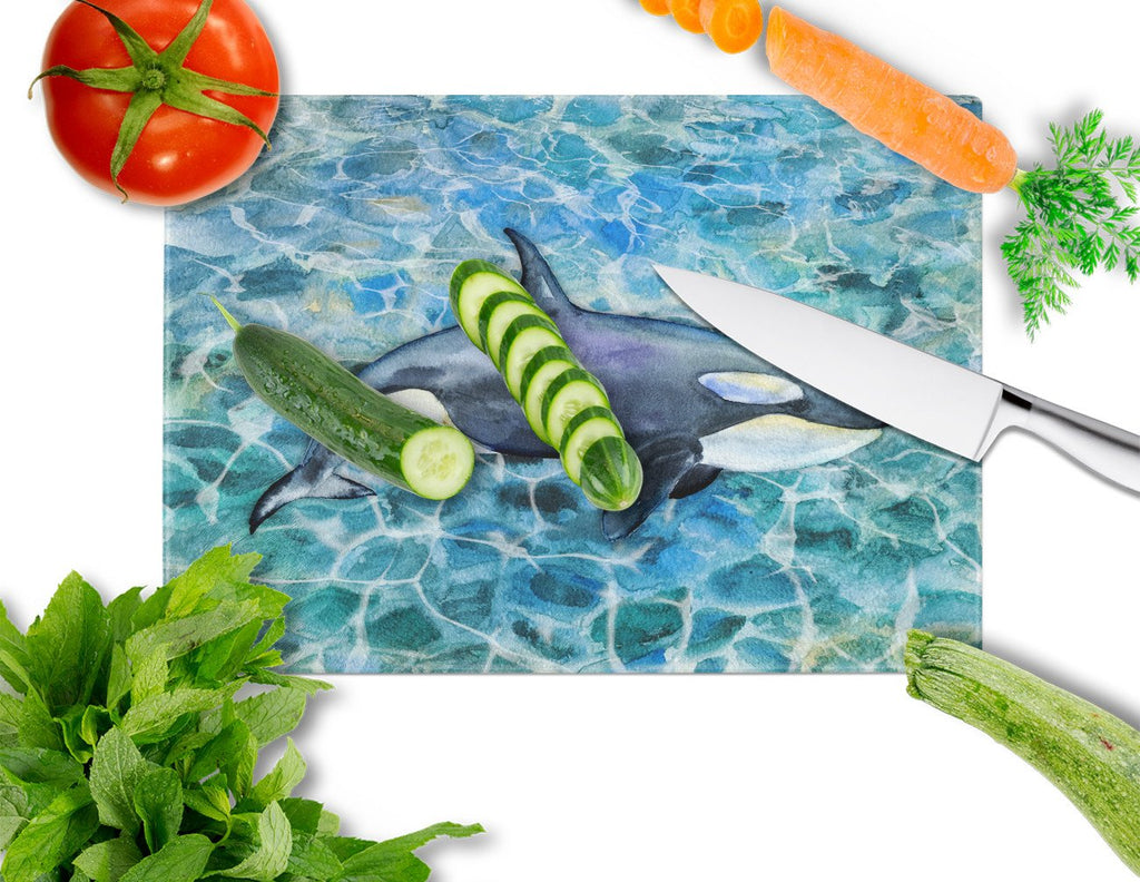 Killer Whale Orca Cutting Board Tempered Glass Kitchen Cutting Surface, Heat Resistant Chopping, Non-Slip Feet, Food Prep & Serving