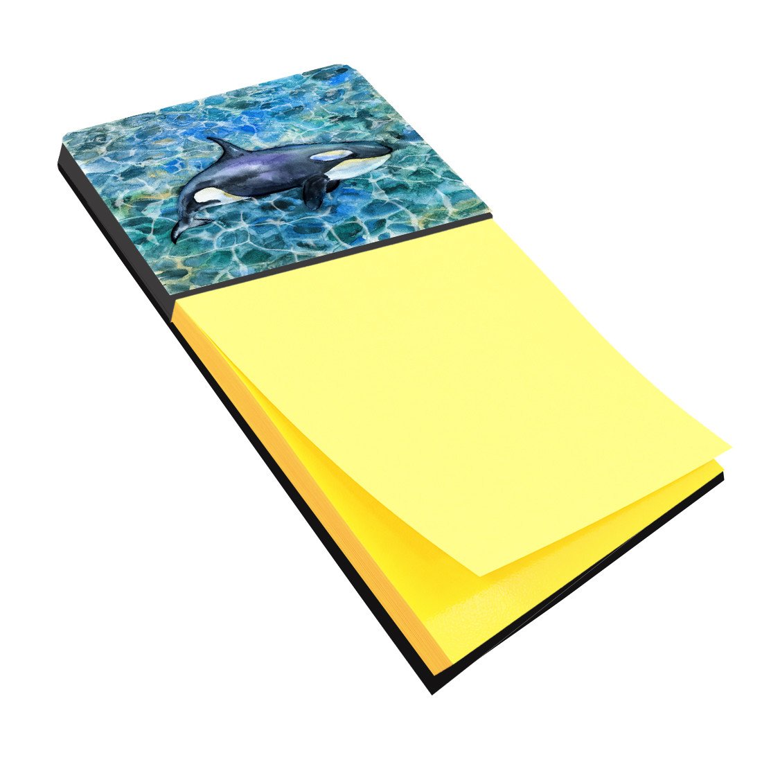 Killer Whale Orca Watercolor Sticky Note Holder Refillable Dispenser Desk Accessory 3x3 Pad Gift