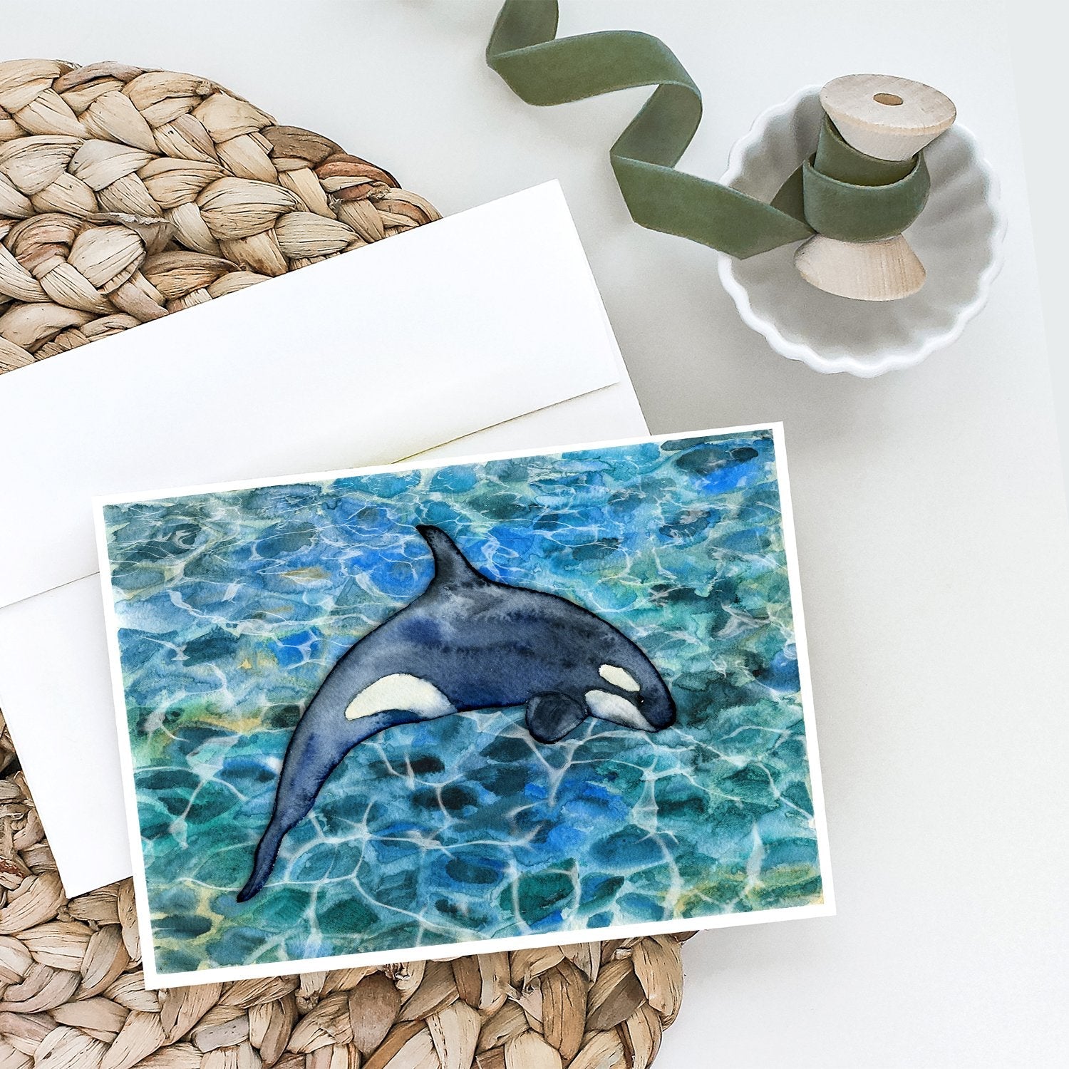 Killer Whale Orca #2 Greeting Cards Pack of 8 Blank Cards with Envelopes Whimsical A7 Size 5x7