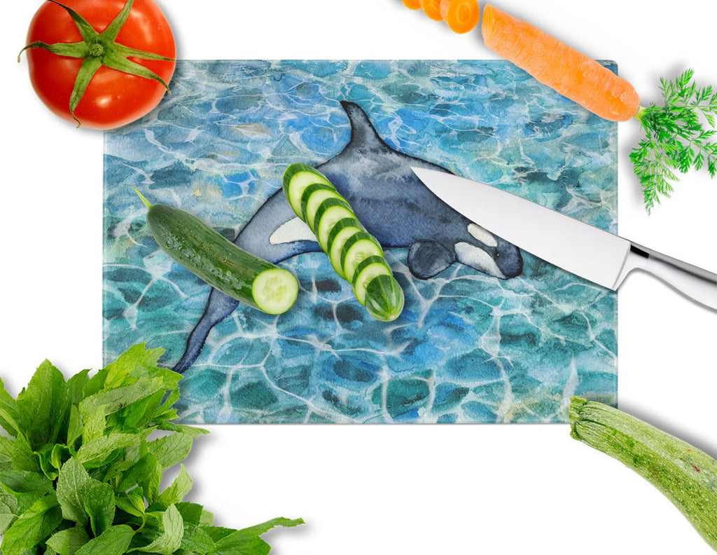 Killer Whale Orca #2 Cutting Board Tempered Glass Kitchen Cutting Surface, Heat Resistant Chopping, Non-Slip Feet, Food Prep & Serving
