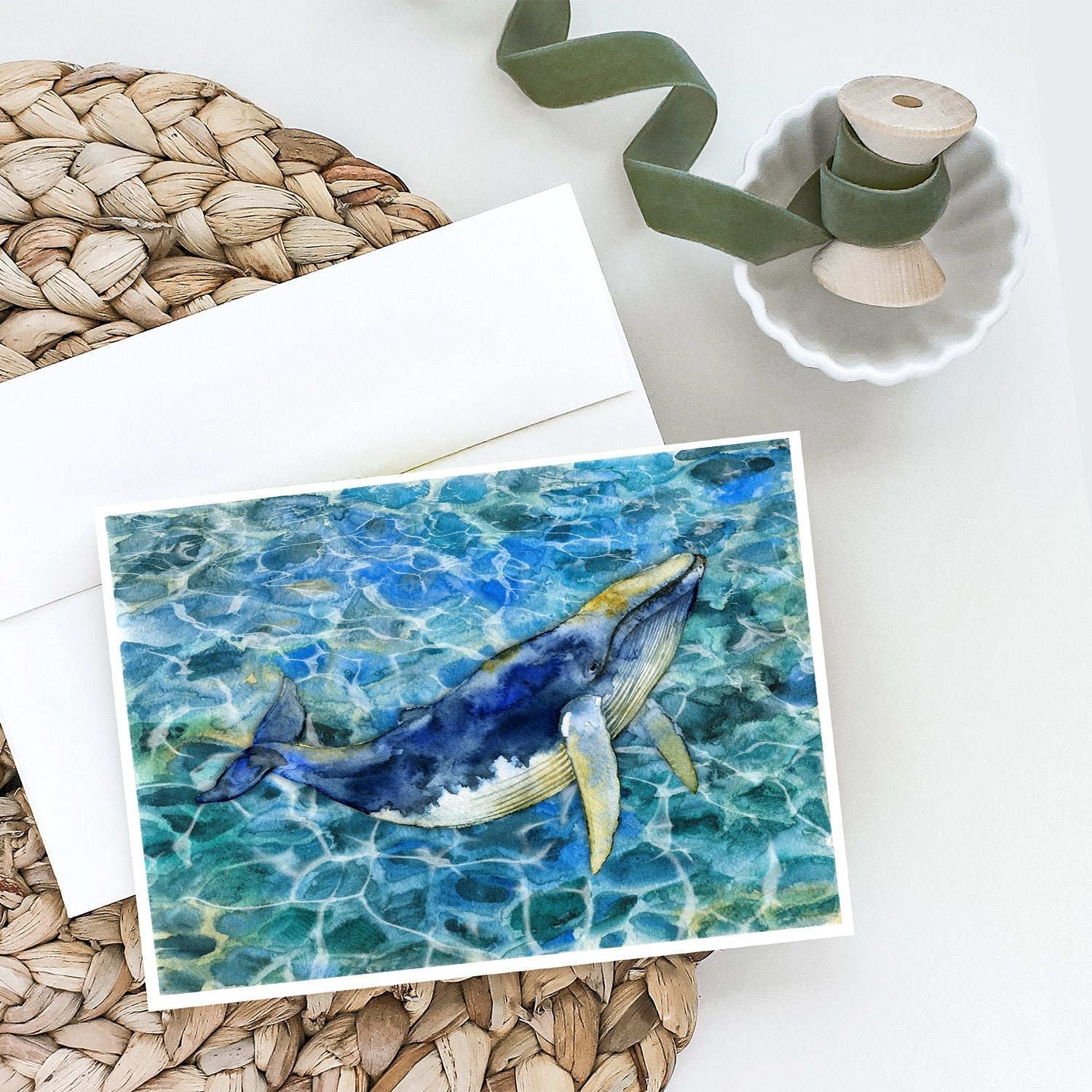 Humpback Whale Greeting Cards Pack of 8 Blank Cards with Envelopes Whimsical A7 Size 5x7
