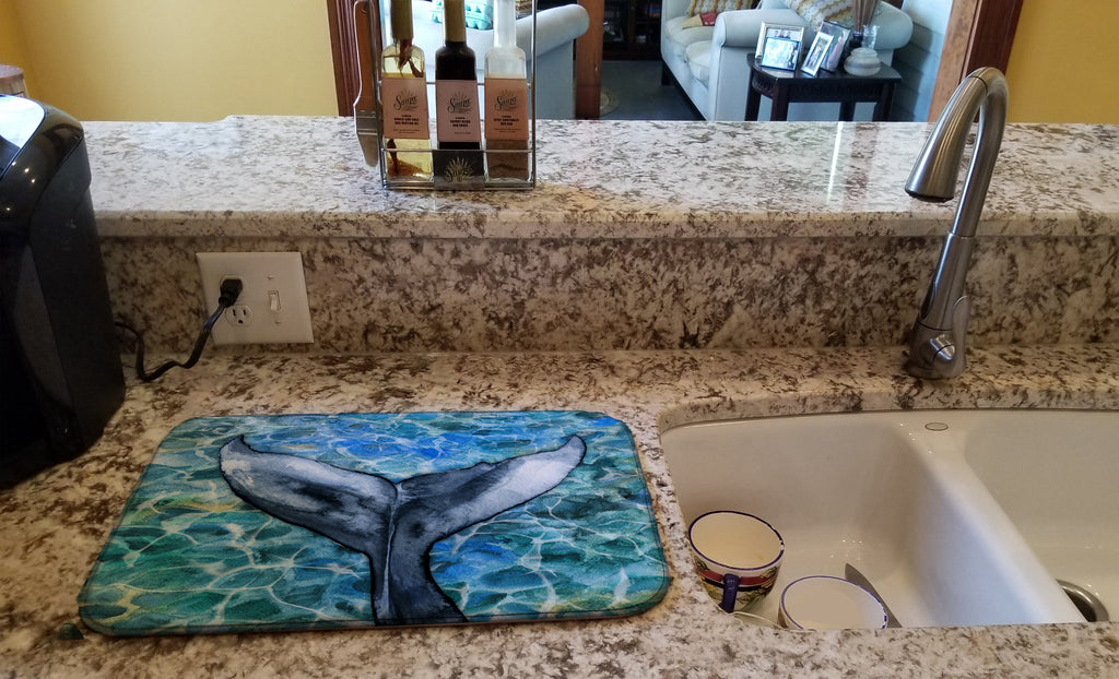 Whale Tail Dish Drying Mat Absorbent Dish Drying Mat Pad for Kitchen Counter Dish Drainer Mat for Countertop, 14 x 21", Multicolor