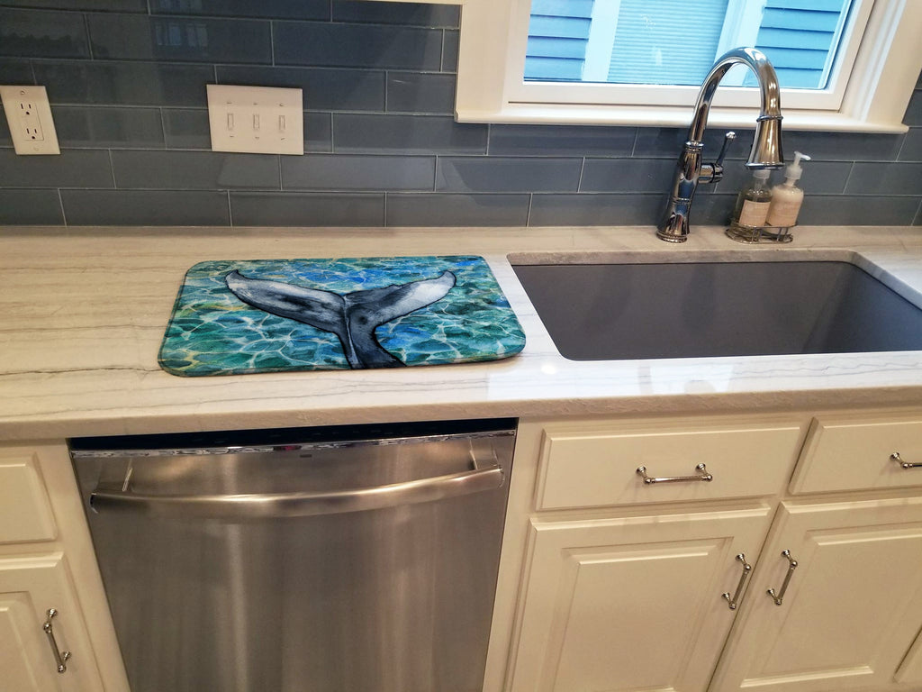 Whale Tail Dish Drying Mat Absorbent Dish Drying Mat Pad for Kitchen Counter Dish Drainer Mat for Countertop, 14 x 21", Multicolor