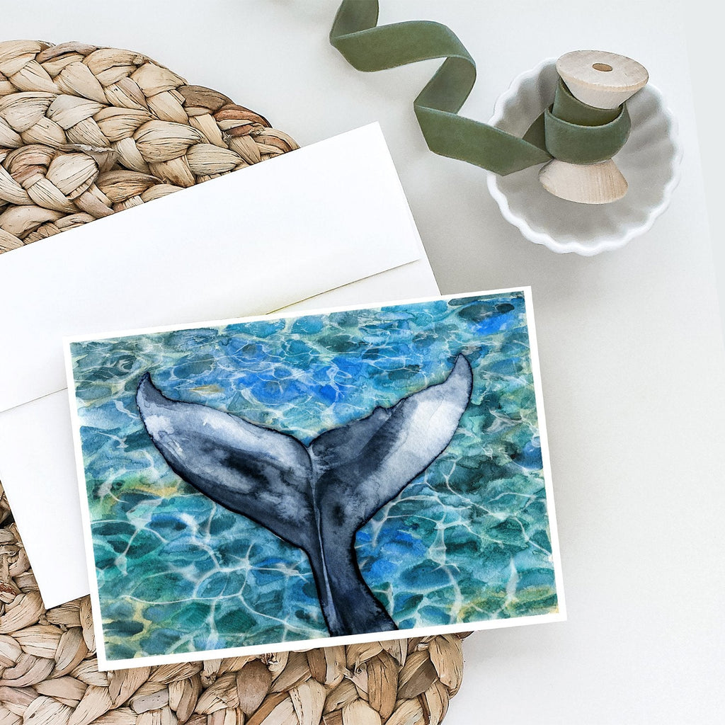 Whale Tail Greeting Cards Pack of 8 Blank Cards with Envelopes Whimsical A7 Size 5x7