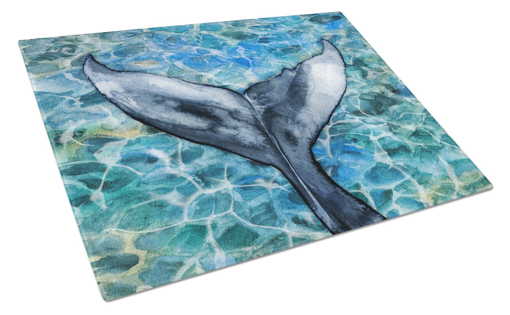 Whale Tail Cutting Board Tempered Glass Kitchen Cutting Surface, Heat Resistant Chopping, Non-Slip Feet, Food Prep & Serving