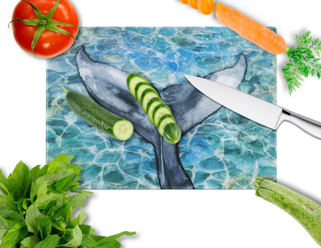 Whale Tail Cutting Board Tempered Glass Kitchen Cutting Surface, Heat Resistant Chopping, Non-Slip Feet, Food Prep & Serving