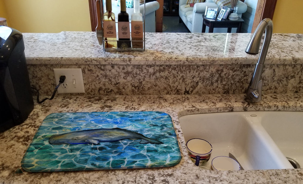 Sperm Whale Cachalot Dish Drying Mat Absorbent Dish Drying Mat Pad for Kitchen Counter Dish Drainer Mat for Countertop, 14 x 21", Multicolor