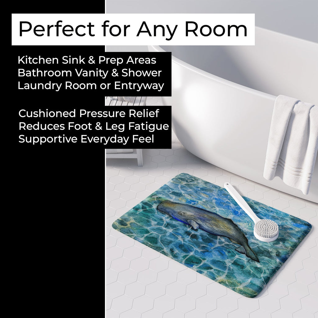 Sperm Whale Cachalot Memory Foam Kitchen Mat Machine Washable Anti-Fatigue Cushion Comfort Bath or Kitchen Rug