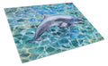 Dolphin Cutting Board Tempered Glass Kitchen Cutting Surface, Heat Resistant Chopping, Non-Slip Feet, Food Prep & Serving