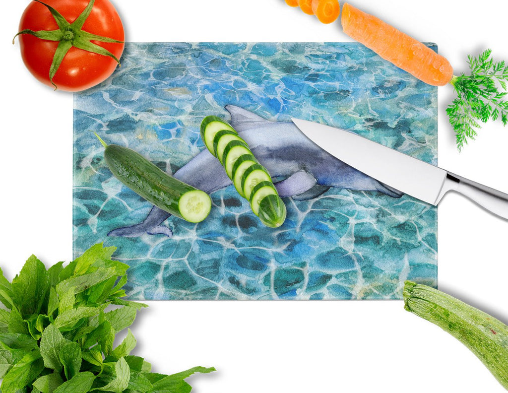 Dolphin Cutting Board Tempered Glass Kitchen Cutting Surface, Heat Resistant Chopping, Non-Slip Feet, Food Prep & Serving