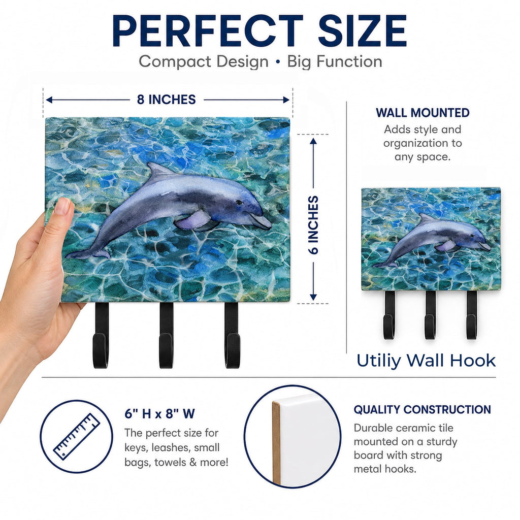 Dolphin Leash or Key Holder Wall Hooks, Coat Rack Wall Mount, for Hanging Keys, Towels, Aprons, Leashes