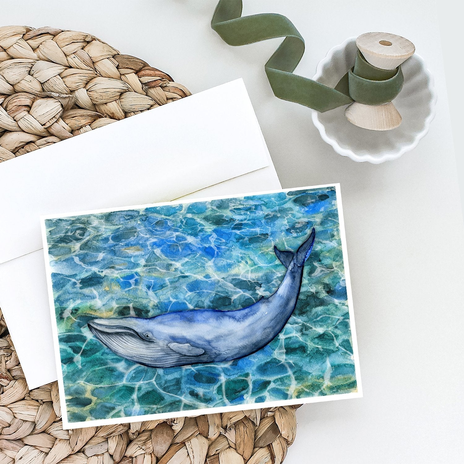 Humpback Whale Greeting Cards Pack of 8 Blank Cards with Envelopes Whimsical A7 Size 5x7