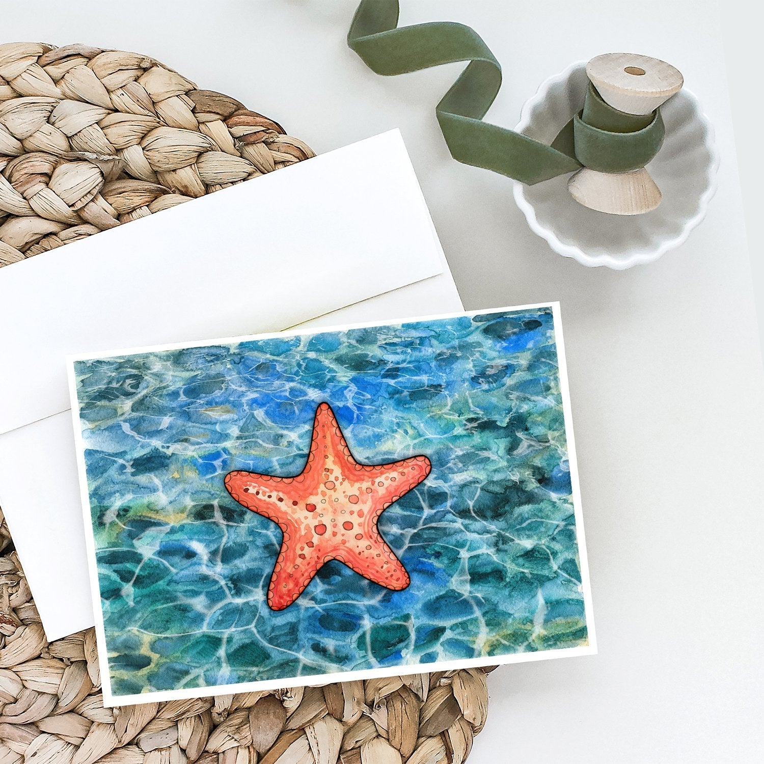 Starfish Greeting Cards Pack of 8 Blank Cards with Envelopes Whimsical A7 Size 5x7