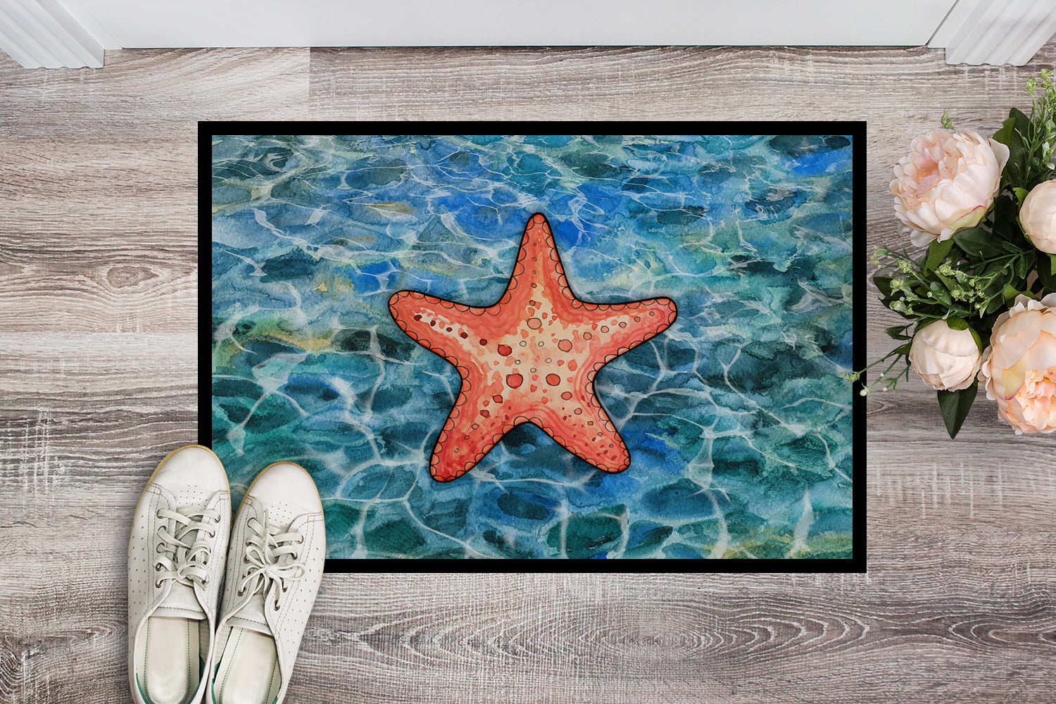 Starfish Doormat Indoor Outdoor 24H X 36W Front Door Mat Rugs for Entryway, Non Slip Washable Low Pile,