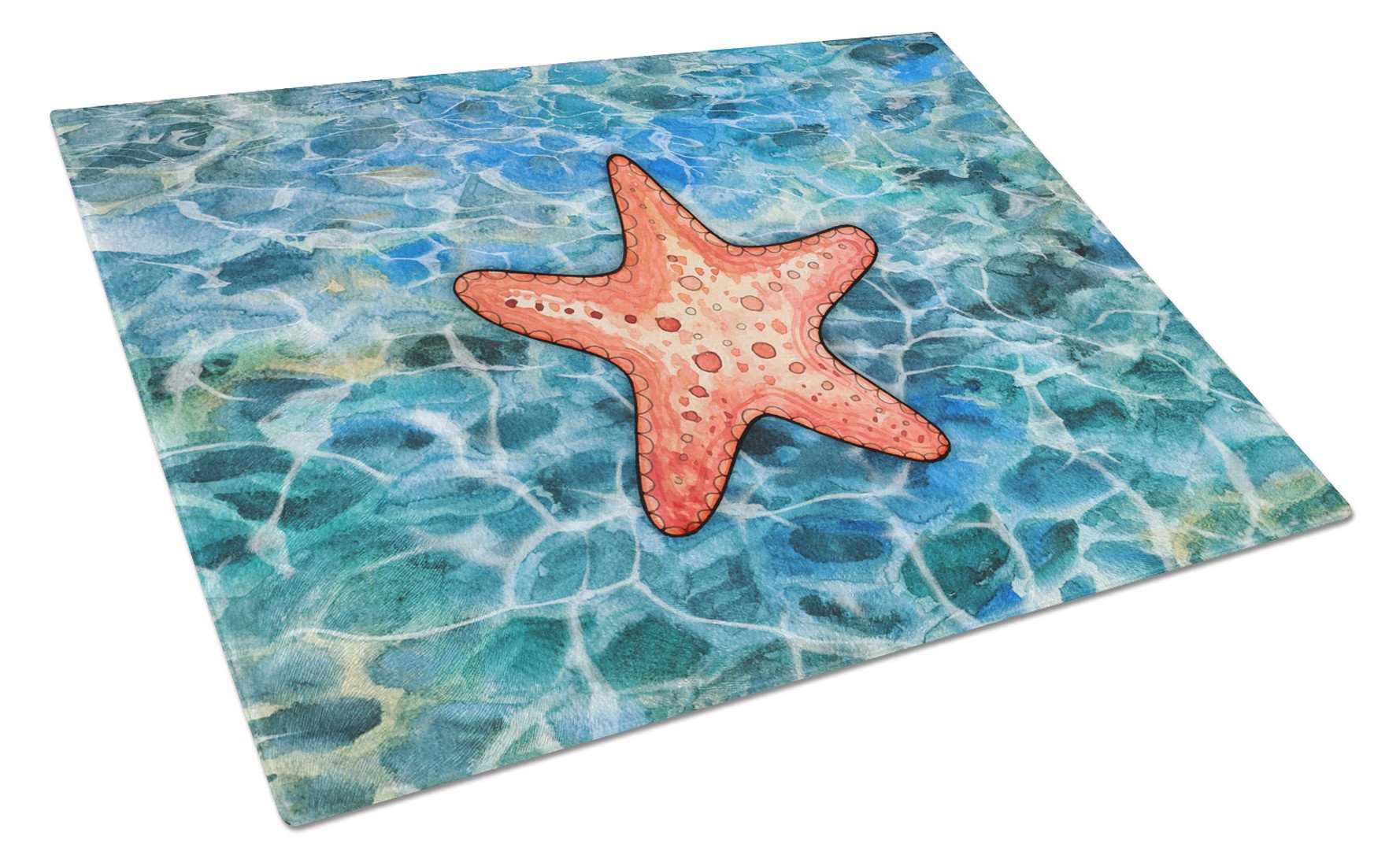 Starfish Cutting Board Tempered Glass Kitchen Cutting Surface, Heat Resistant Chopping, Non-Slip Feet, Food Prep & Serving