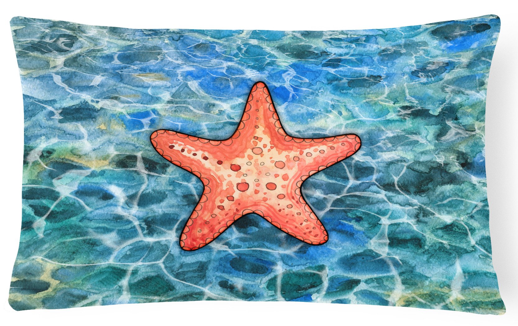 Starfish Decorative Throw Pillow 12x16 Indoor Outdoor Accent Cushion, Fabric Cover with Insert for Sofa, Bed, Porch & Living Room
