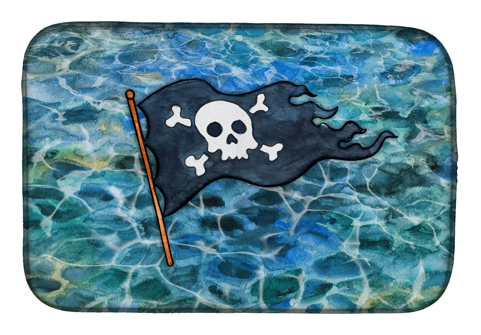 Pirate Flag Dish Drying Mat Absorbent Dish Drying Mat Pad for Kitchen Counter Dish Drainer Mat for Countertop, 14 x 21", Multicolor