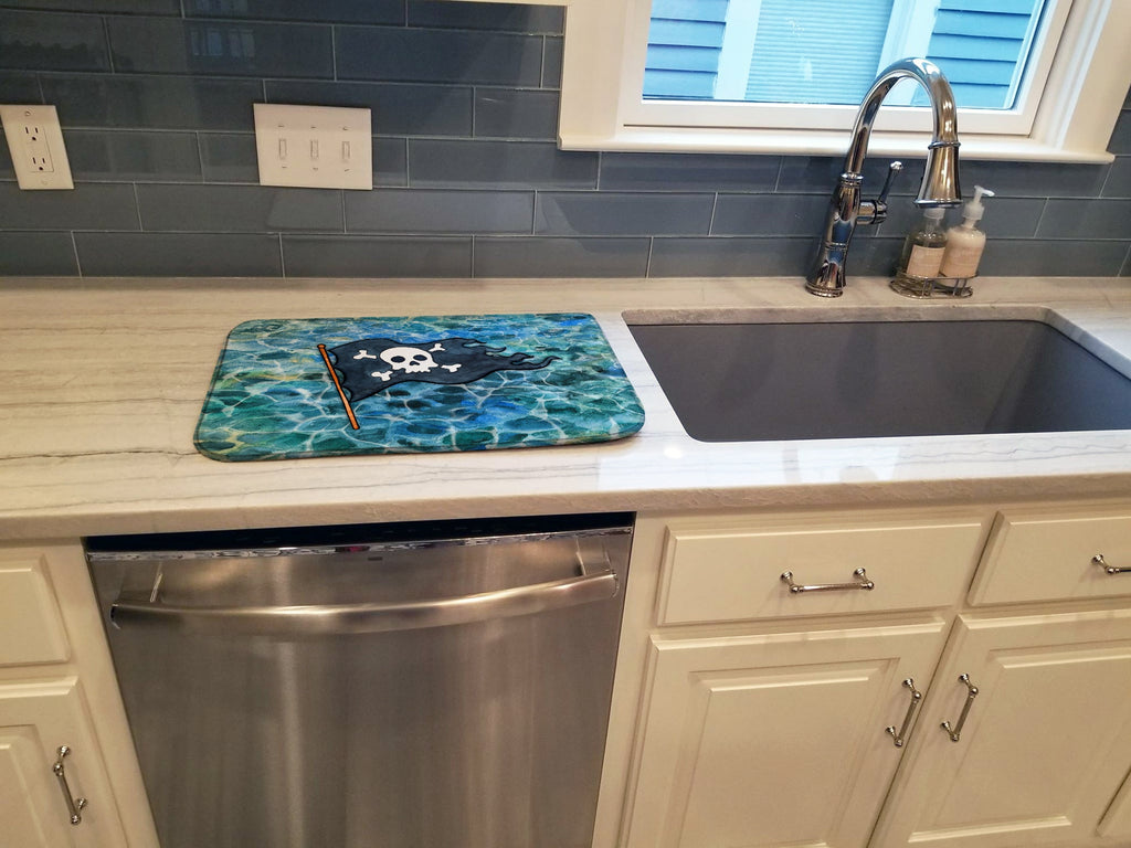 Pirate Flag Dish Drying Mat Absorbent Dish Drying Mat Pad for Kitchen Counter Dish Drainer Mat for Countertop, 14 x 21", Multicolor