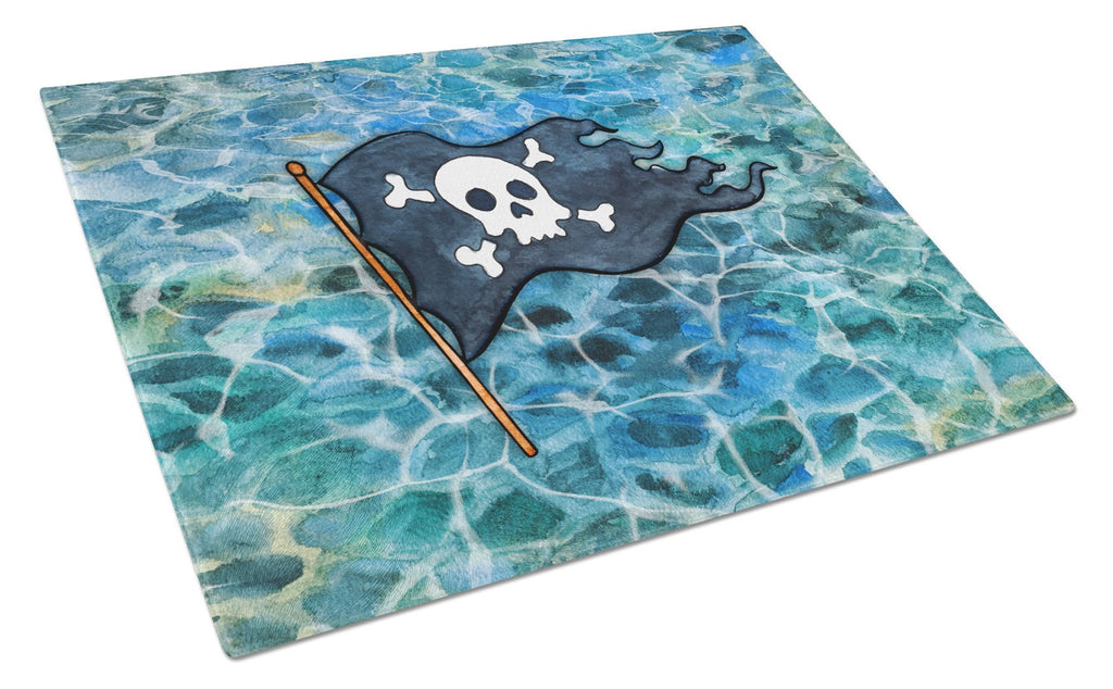Pirate Flag Cutting Board Tempered Glass Kitchen Cutting Surface, Heat Resistant Chopping, Non-Slip Feet, Food Prep & Serving