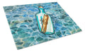 Message in a Bottle Cutting Board Tempered Glass Kitchen Cutting Surface, Heat Resistant Chopping, Non-Slip Feet, Food Prep & Serving