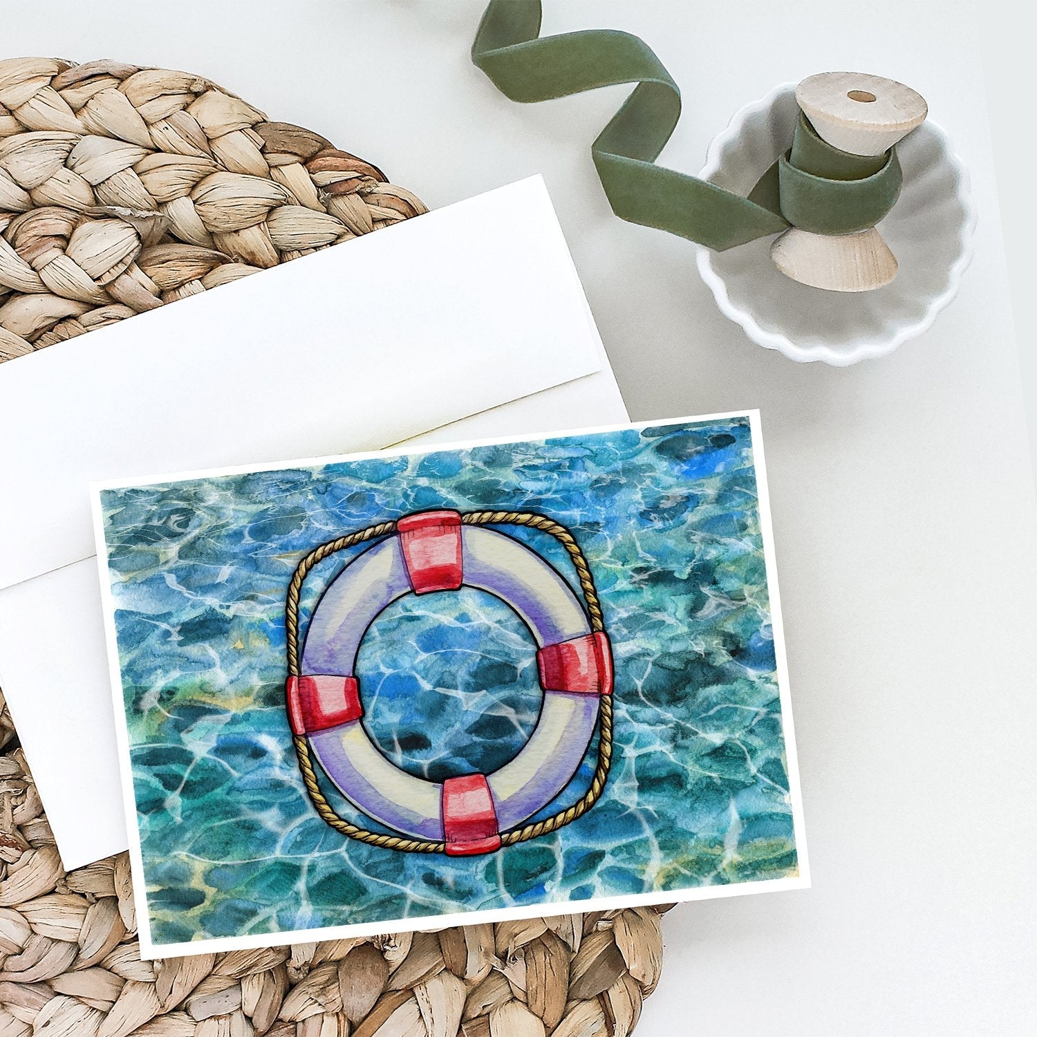 Life Saver Greeting Cards Pack of 8 Blank Cards with Envelopes Whimsical A7 Size 5x7