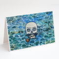 Skeleton Skull Pirate Greeting Cards Pack of 8 Blank Cards with Envelopes Whimsical A7 Size 5x7
