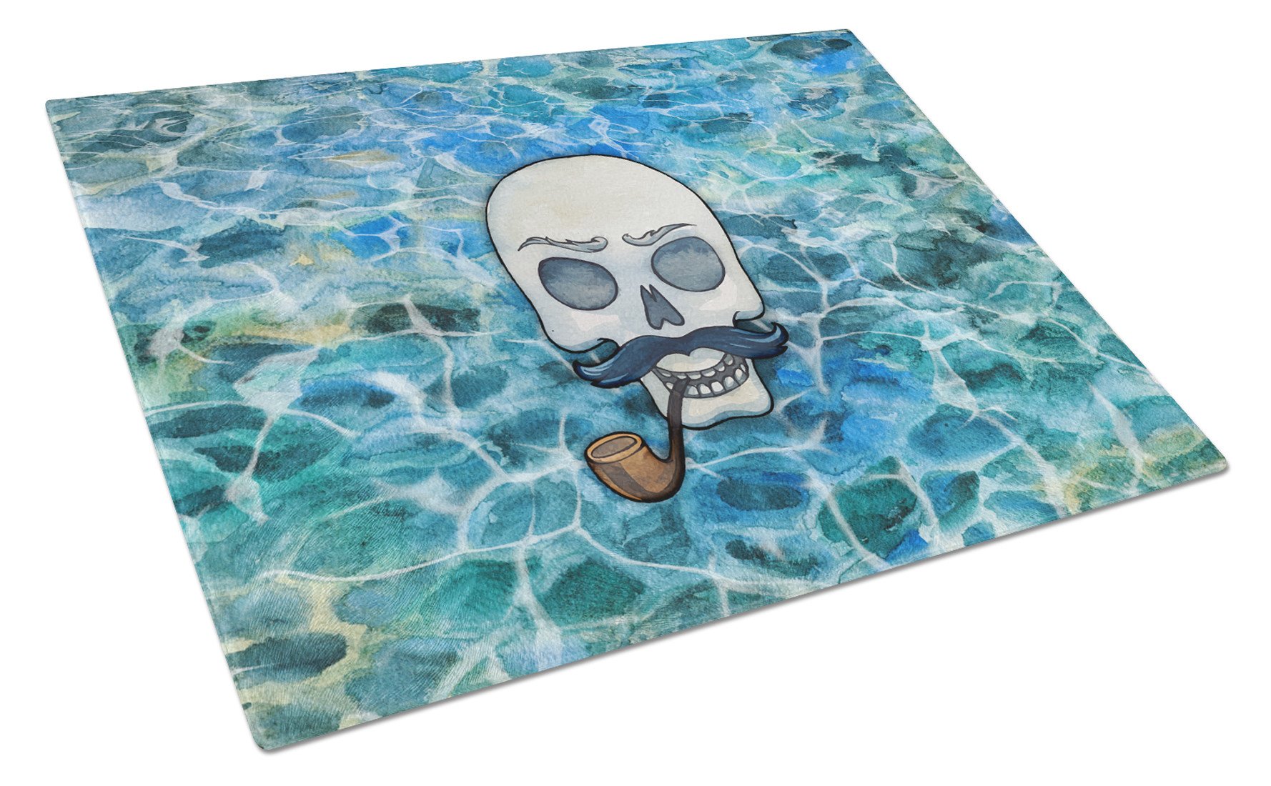 Skeleton Skull Pirate Cutting Board Tempered Glass Kitchen Cutting Surface, Heat Resistant Chopping, Non-Slip Feet, Food Prep & Serving