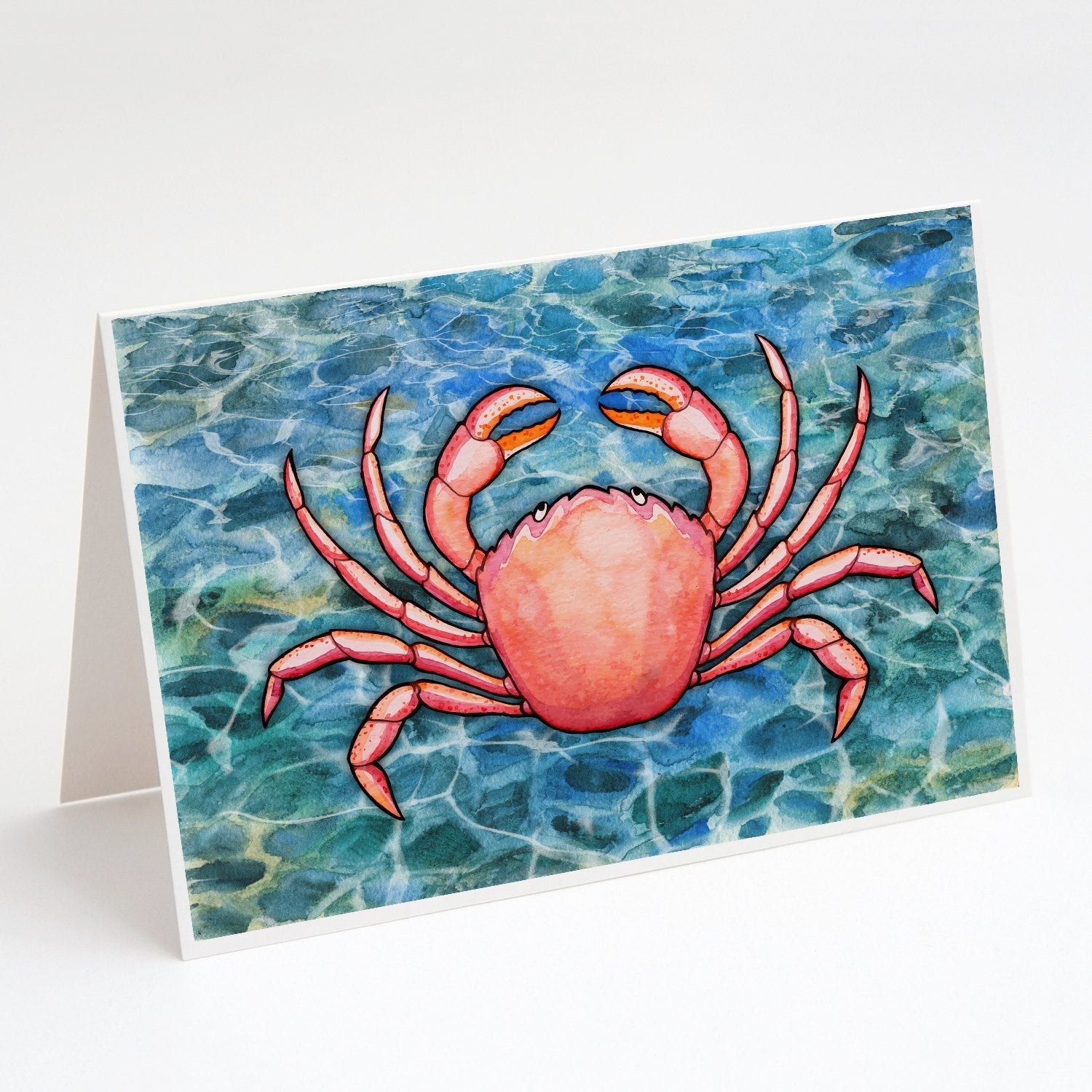 Crab Greeting Cards Pack of 8 Blank Cards with Envelopes Whimsical A7 Size 5x7
