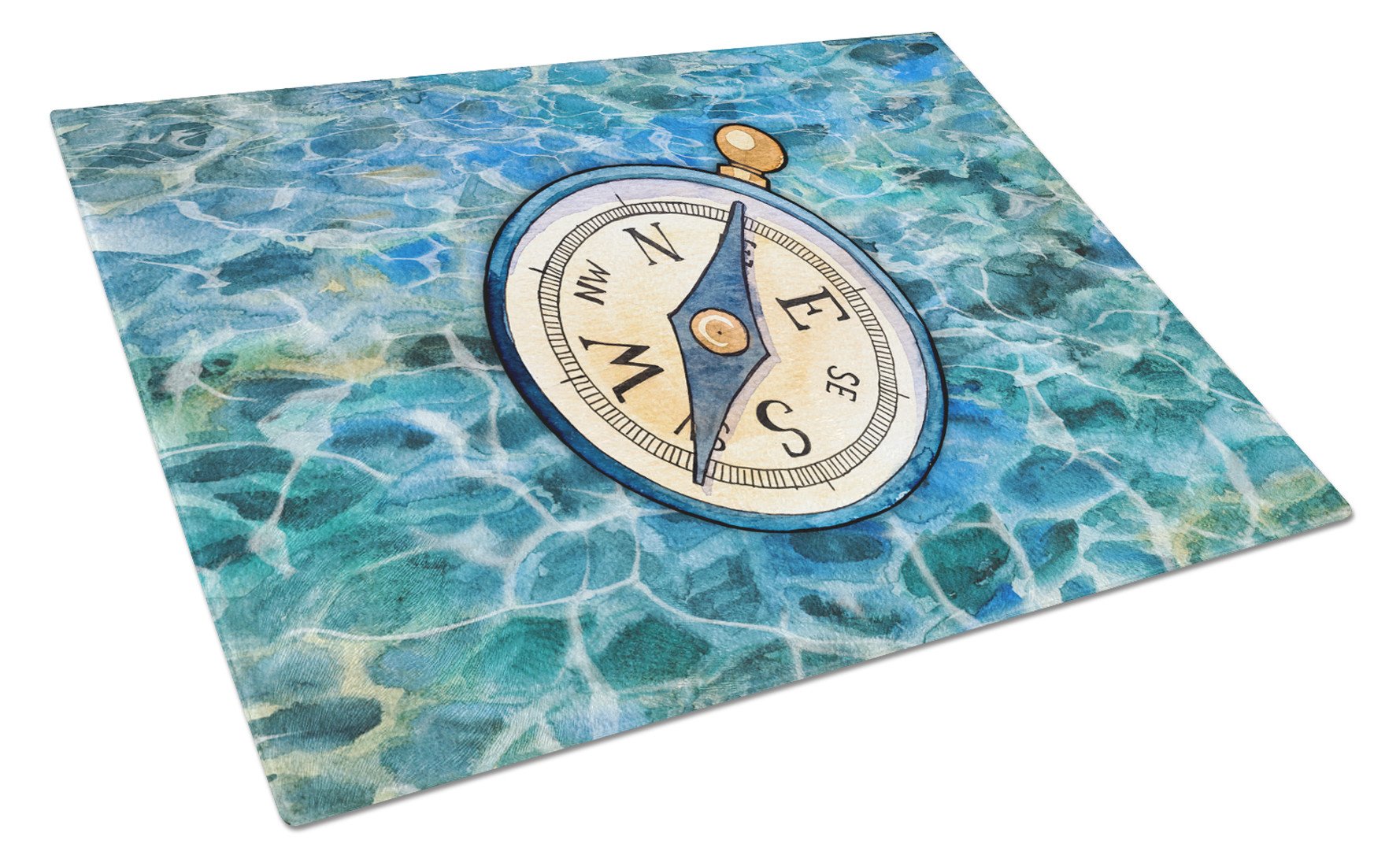 Compass Cutting Board Tempered Glass Kitchen Cutting Surface, Heat Resistant Chopping, Non-Slip Feet, Food Prep & Serving