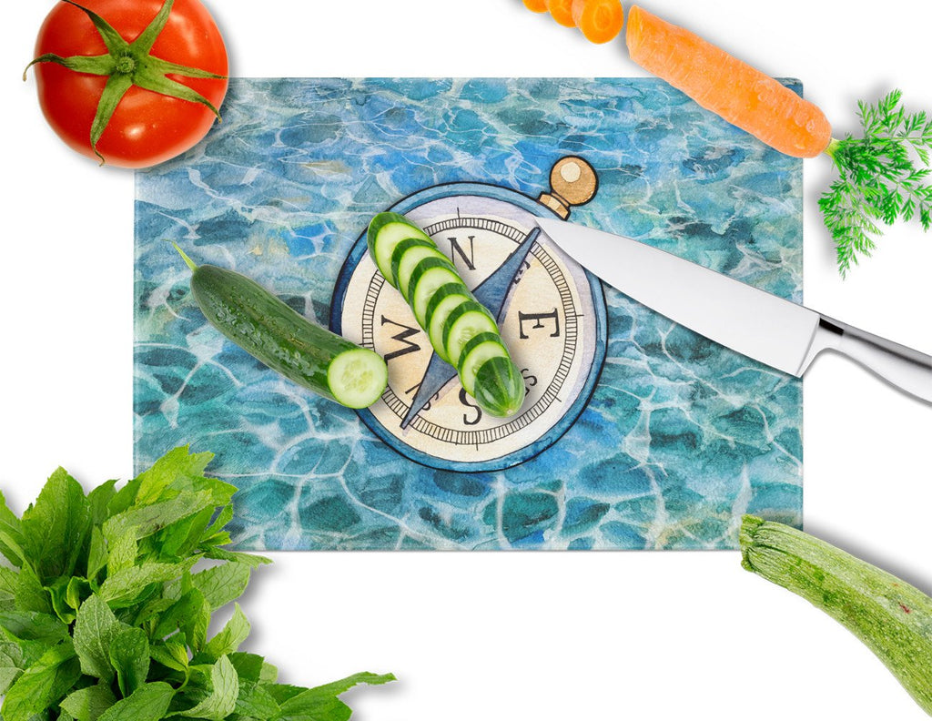 Compass Cutting Board Tempered Glass Kitchen Cutting Surface, Heat Resistant Chopping, Non-Slip Feet, Food Prep & Serving
