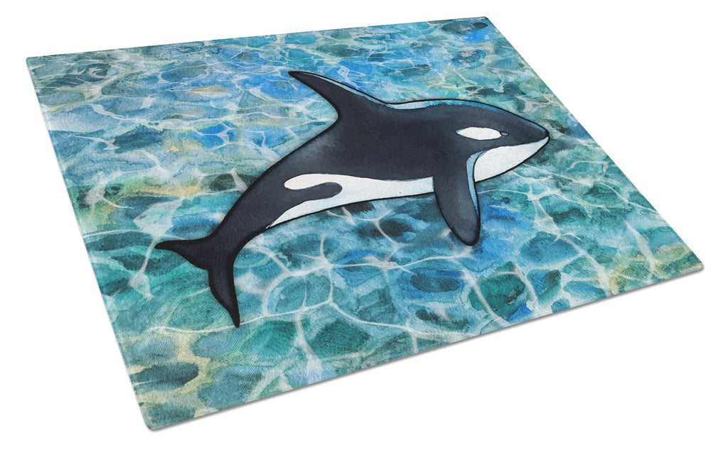 Killer Whale Orca Cutting Board Tempered Glass Kitchen Cutting Surface, Heat Resistant Chopping, Non-Slip Feet, Food Prep & Serving