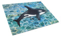 Killer Whale Orca Cutting Board Tempered Glass Kitchen Cutting Surface, Heat Resistant Chopping, Non-Slip Feet, Food Prep & Serving