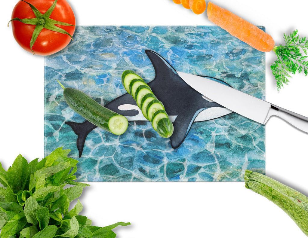 Killer Whale Orca Cutting Board Tempered Glass Kitchen Cutting Surface, Heat Resistant Chopping, Non-Slip Feet, Food Prep & Serving