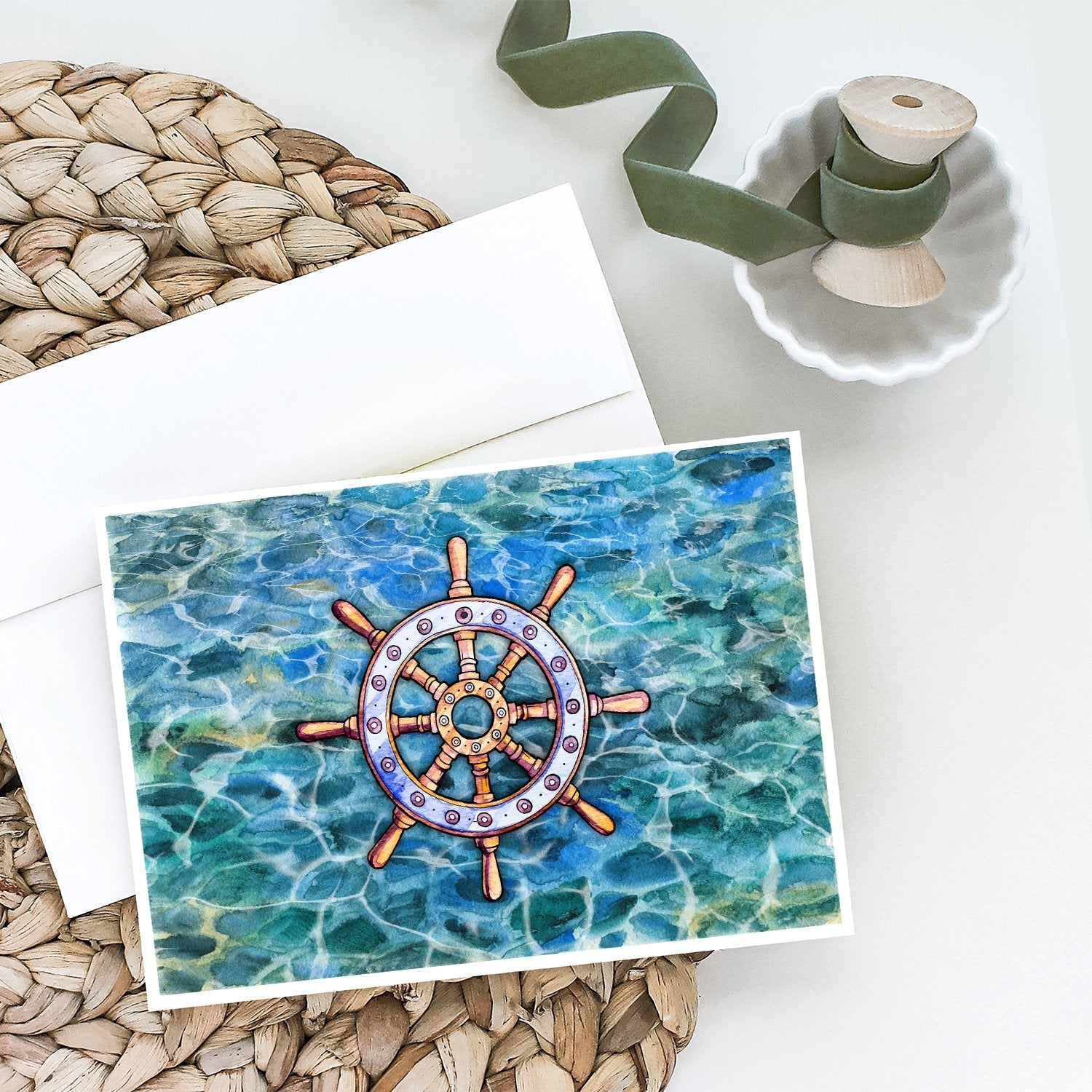 Steering Wheel Helm Greeting Cards Pack of 8 Blank Cards with Envelopes Whimsical A7 Size 5x7